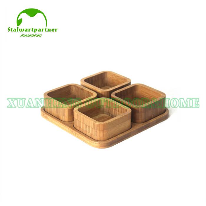 Bamboo And Wooden Food Serving Tray
