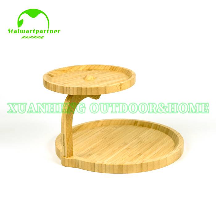 Environmental Protection Bamboo Double Layer Candy Tray  XH-C023