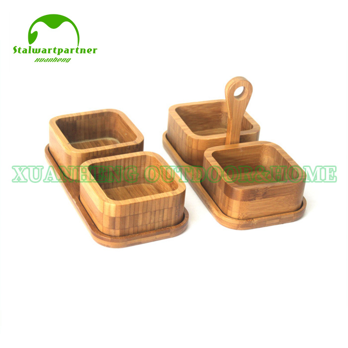 Bamboo Snack Serving Tray With Handle Tray XH-C008