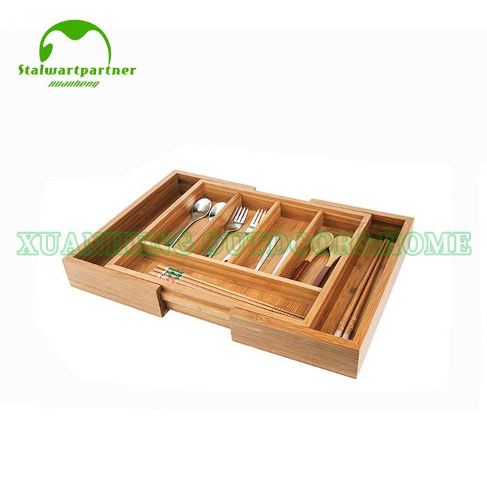 High quality Kitchen Cutlery Drawer Bamboo Wood Flatware Silverware Utensil Organizer