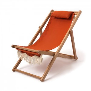 ​​Wooden Beach Chaise Cavas Sling Lounger Chair   XH-X113