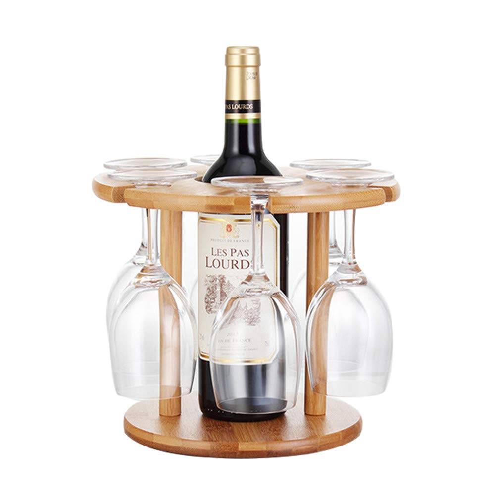 Bamboo Red Wine Rack With Glass Cup Holder