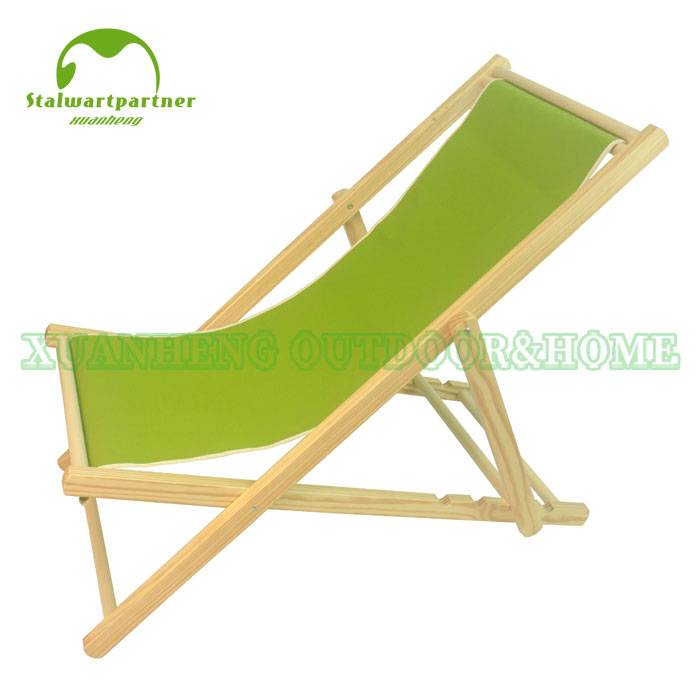 Single Portable Sun Beach Lounger Wooden Folding Deck Chair XH-X013