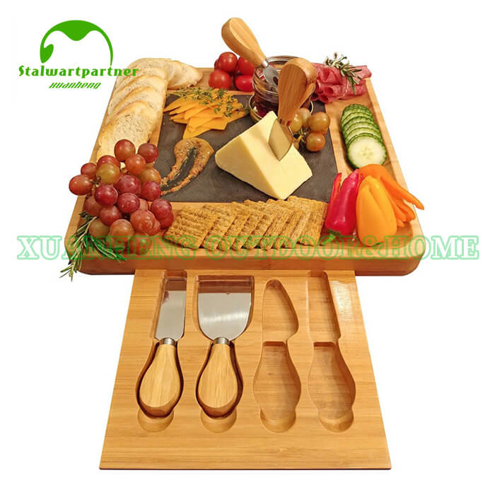 Bamboo Pizza Chopping Board With Cheese Knife And Serving Tray