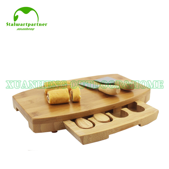 Natural Bamboo Cheese Board With Cheese Knife