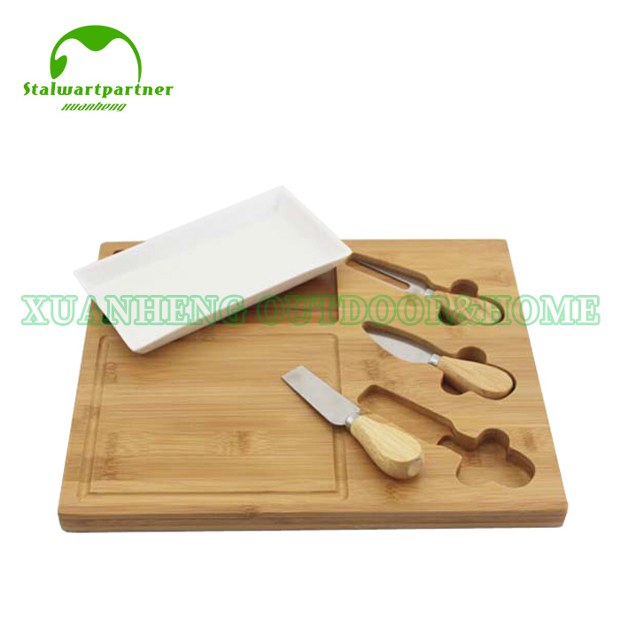 Bamboo Cheese Cutting Board With Utensils