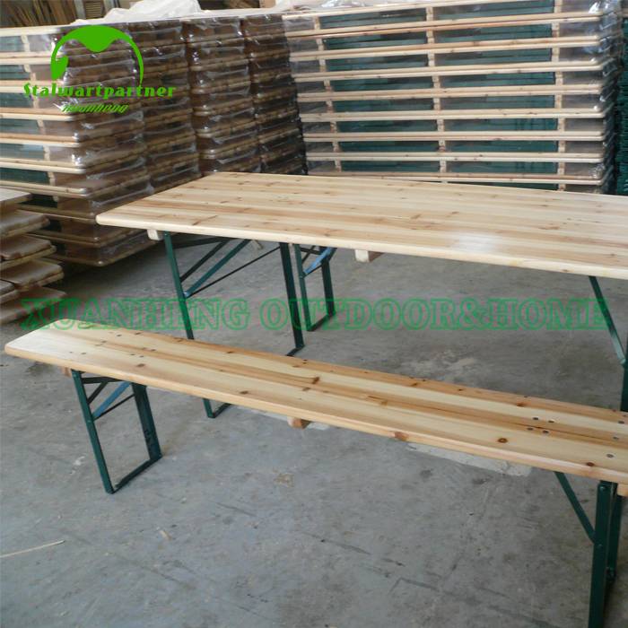 Wood Beer Garden Table And Bench Chairs Set XH-V011