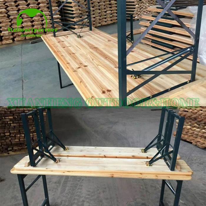 Outdoor Furniture Dining Portable Folding Wooden Beer Table XH-V015