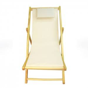 Customized Logo Outdoor Wooden Canvas Sling Beach Chair XH-X022