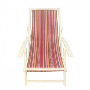 Folding Wood Beach Sling Deck Chair With Stripe XH-X031