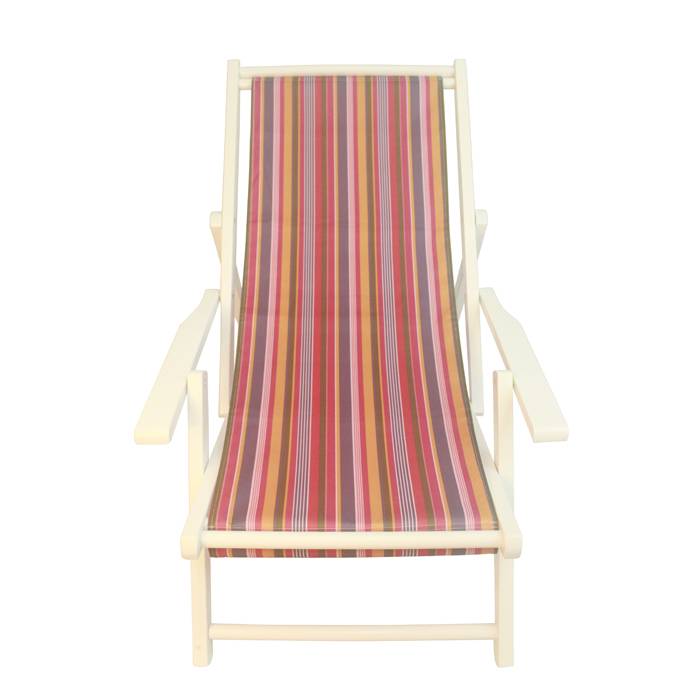 Folding Wood Beach Sling Deck Chair With Stripe XH-X031 Featured Image