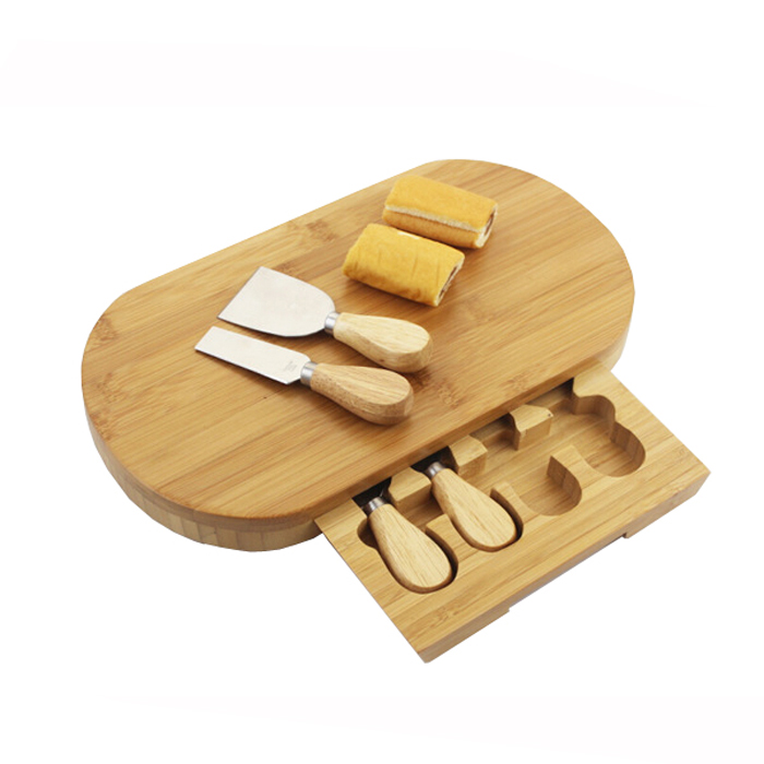 Bamboo Cheese Board With Cheese Tools