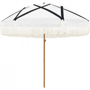 Wooden Pole With Rotation Beach Tassel Umbrella  XH-U027