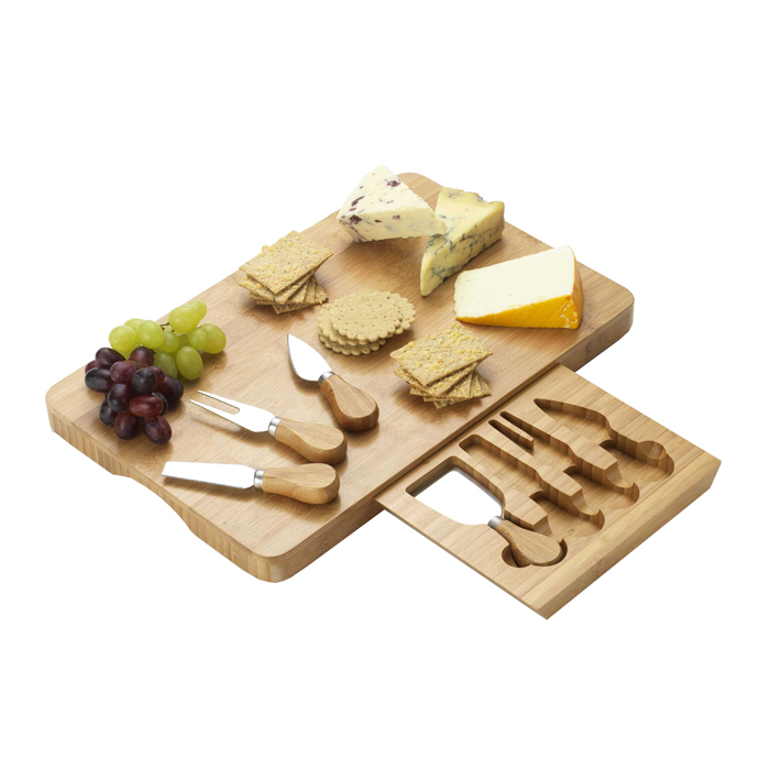 Bamboo Cheese Board With Storage Drawer