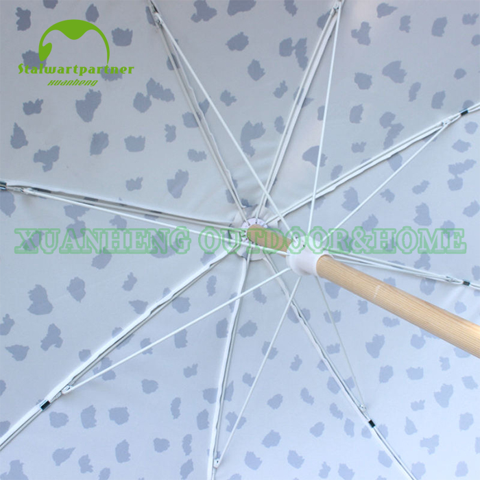 Wooden Pole Custom Print Beach Umbrella With Tassels XH-U017