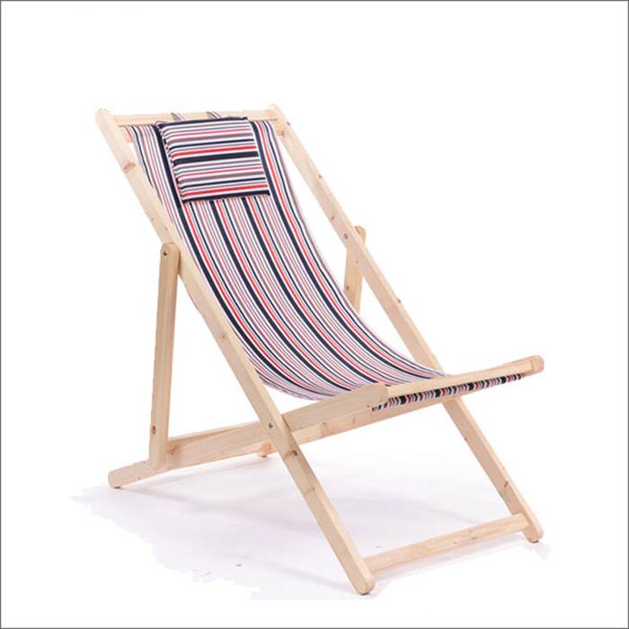 Folding Wood Beach Sling Deck Chair With Stripe  XH-X033 Featured Image