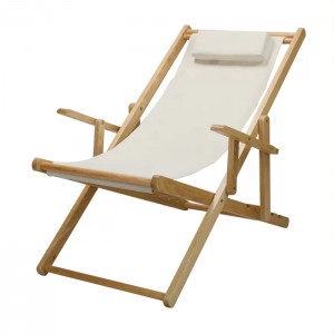 Folding Outdoor  Wooden Patio Lounge Sling Chair XH-X075