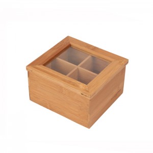 Natural Small Bamboo Storage Tea box With Window Lid