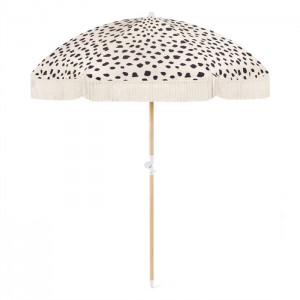 Vintage Boho Wooden Pole Canvas Sun Outdoor Parasols Beach Umbrellas With Tassels  XH-U031