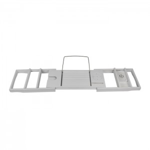 White Color Bamboo Bathroom Bed Tray With Reading Rack