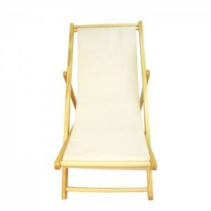 Fabric Sling Folding Adjustable Wooden Beach Lounge Chair XH-X023