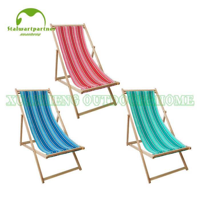 Hot Sale Promotional Wooden Folding Beach Deck Chair  XH-X037