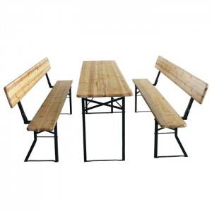 Outdoor Garden Solid Wood Beer Pong Table And Benches XH-V016
