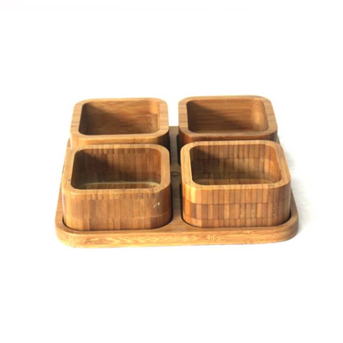 Bamboo And Wooden Food Serving Tray