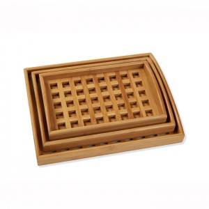Discountable price Round Bamboo Box - Bamboo Wood Tea Fruit Eating Tray With Handle – Xuanheng