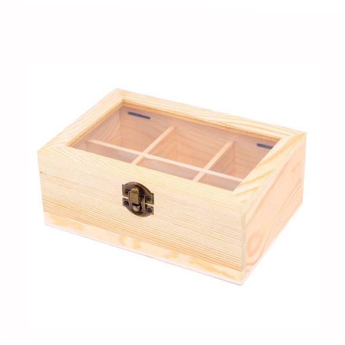 Wooden Tea Gift Box With Glass Top
