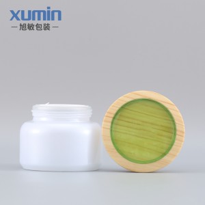 1oz 2oz 50ml 50g white cream jar bamboo lid cosmetic glass jar with glass jar with bamboo lid