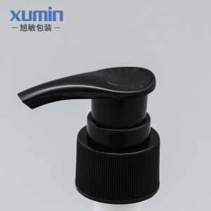 200ml의 중국 고품질의 애완 동물 플라스틱 병에서 만든 블랙 스트라이프 펌프와 흰색 돔 펌프 병 젖 빛