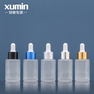 चीनी पुरवठादार निर्माता ड्रॉपर बाटली 30ml अनेक रंग अॅल्युमिनियम रिंग गोठलेला काचेच्या बाटली