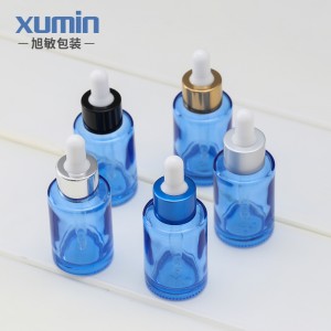 Tilpas farve elektrolytisk aluminium ring 30ml glas dropper flasker kosmetiske emballage til æterisk olie flaske
