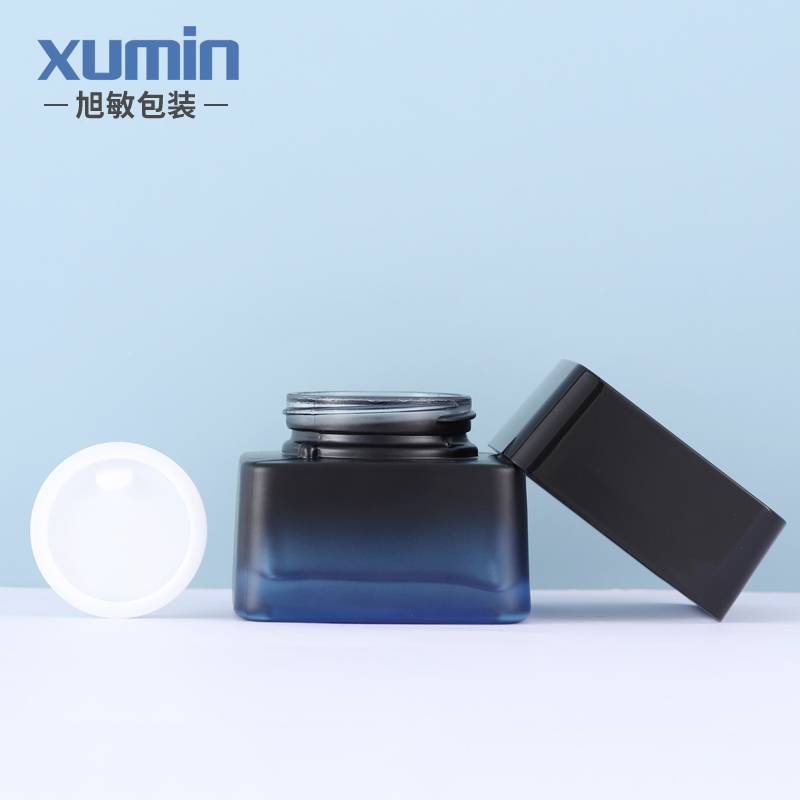 Wholesale Pricelist For Cosmetic Bottles Packaging Cosmetics Containers Glass Jar Bottles 50g Blue Square Glass Bottle 40ml 110ml 125ml Luxury Lotion Glass Bottle Xumin Factory And Manufacturers Xumin