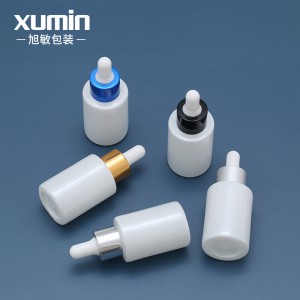 Factory Price For Cosmetic Spray Bottle -
 30ml Pearl white dropper bottle White silicone head in stock cosmetic packaging glass bottle for serum – Xumin