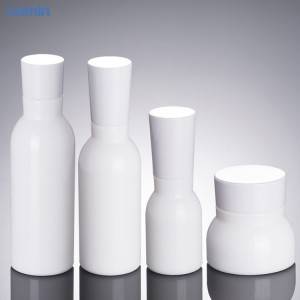 Wholesale white cosmetic glass jars and bottles 50G 40ML 120ML 150ML lotion bottle for skin care packaging