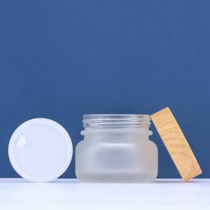 custom 50g frosted glass jar luxury cosmetic jar clear frosted glass cream jar