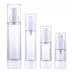 Wholesale cosmetic 30ml airless pump bottle Transparent small capacity pet lotion pump bottle