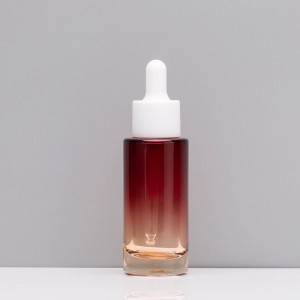 wholesale 30ml red glass bottle and gradients color dropper bottle serum Skin care packaging