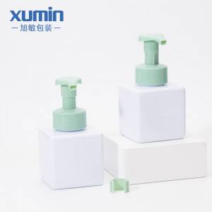 Square shape pump white cosmetic package 350ml PETG foaming bottle plastic bottle for Skin care