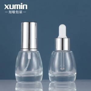 Hot Selling 1oz cosmetic clear round 30ml glass bottle dropper packaging