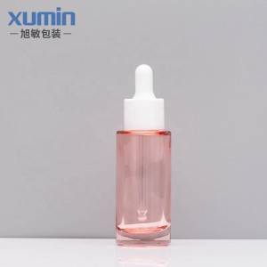 Skincare packaging  30ml pink clear glass  dropper bottle for face serum