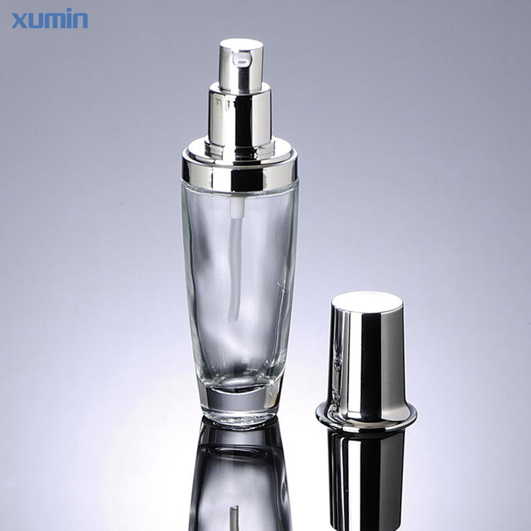 Trade Assurance Clear Sliver Cap 2oz 30Ml 50Ml 100Ml Glass serum Bottle 20G 30G 50G Glass Cosmetic Jar