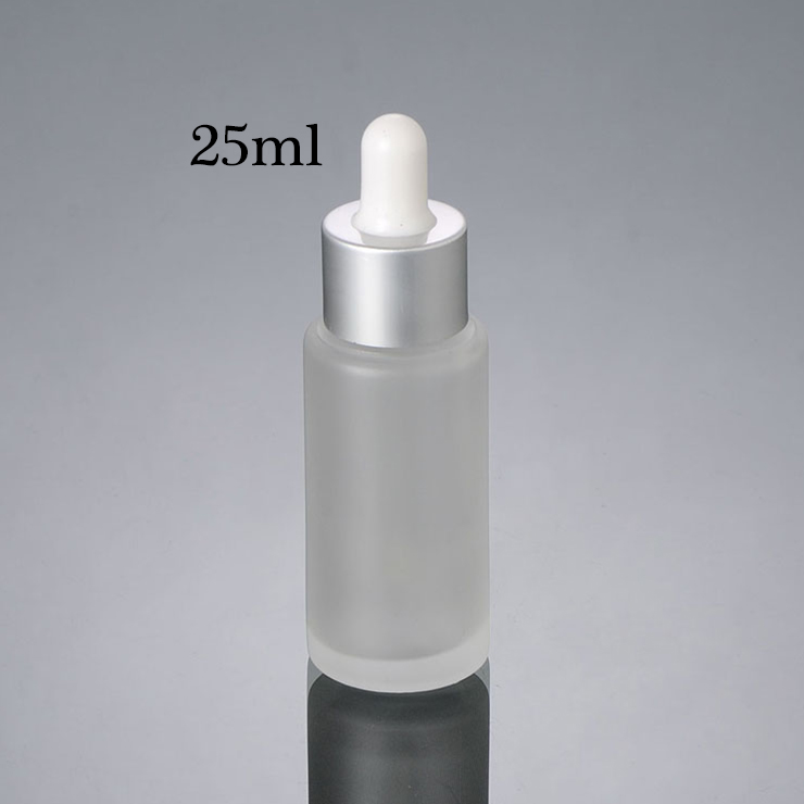 Frosted Rõ ràng Glass Rỗng gói 20ml Serum 25ml 30m Dropper Chai Fancy Glass Bottle với kim loại Cap