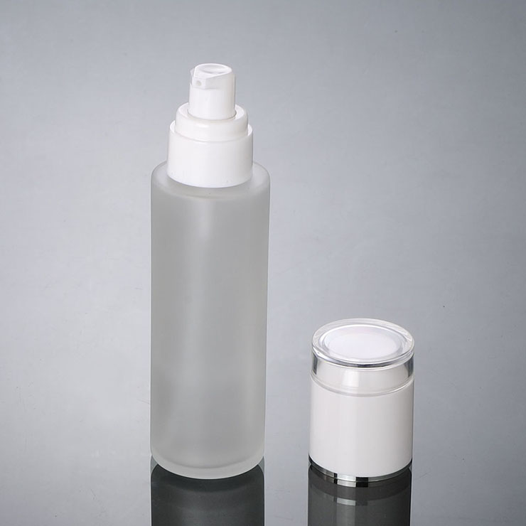 Newest Cosmetic Glass Jar White Cap Frosted Cosmetic Glass Bottle