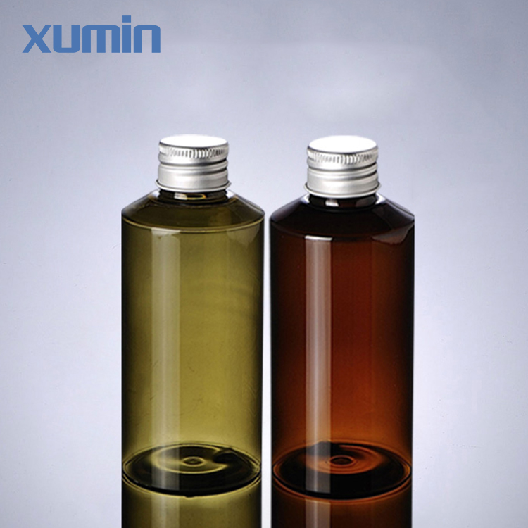 No leak design aluminum cap low price 100 ml green and amber cosmetic pet bottle