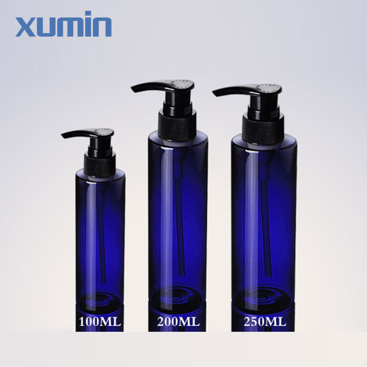 Wholesale Black Cap Blue Soap Shampoo Bottle 100Ml 200Ml 250Ml Plastic Pump Pet Bottle