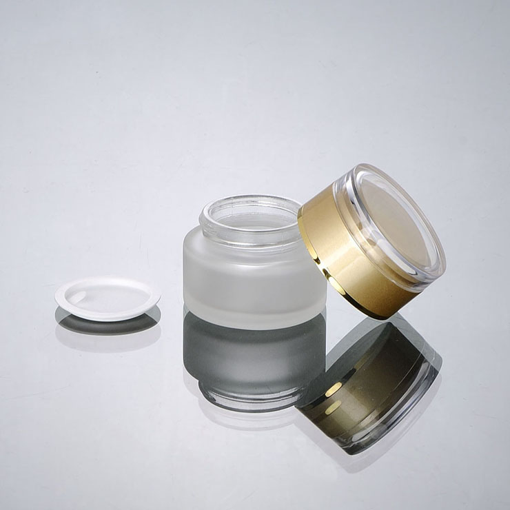 Trade Assurance Cosmetic 20G 30G 50G Golden Glass Jar 30ml 40ml 60ml 80ml 100ml 120ml Frosted Cosmetic Glass Bottle