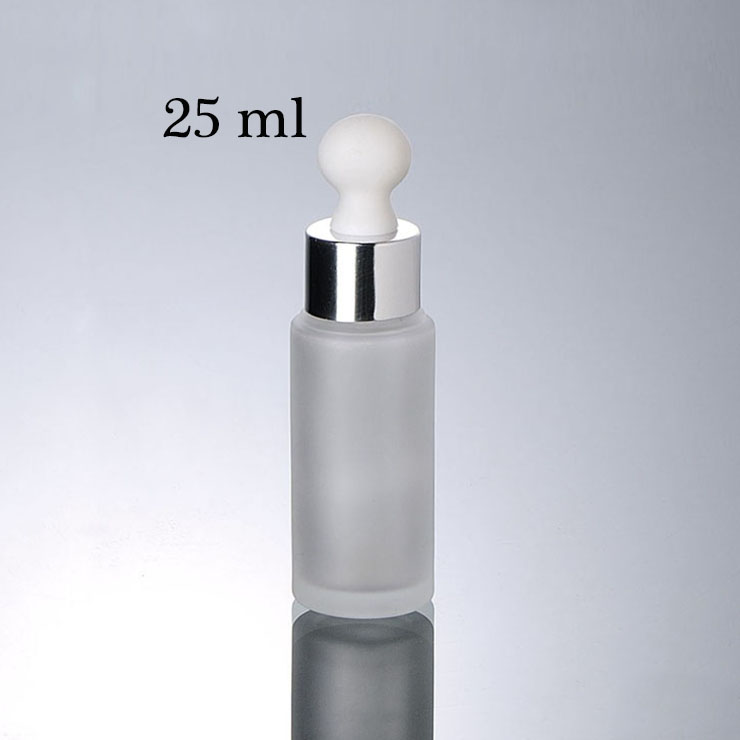 New Recycled Packaging White Rubber Cap Frosted Glass Bottle Wholesale 30 Ml 25 Ml 20 Ml Cosmetic Glass Bottle